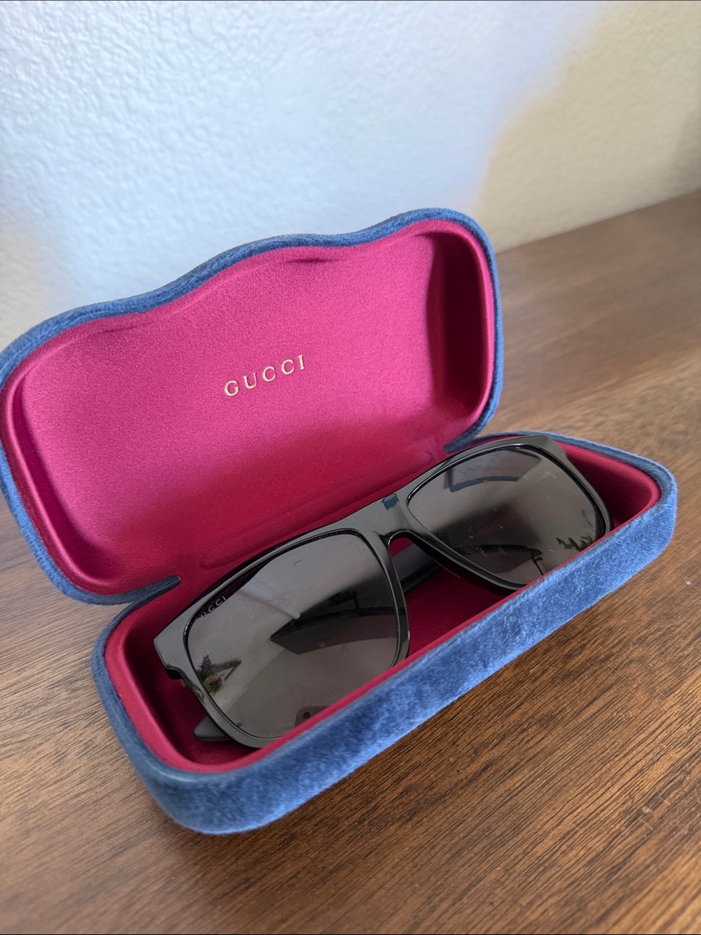 Gucci Black Square Sunglasses with Velvet Case